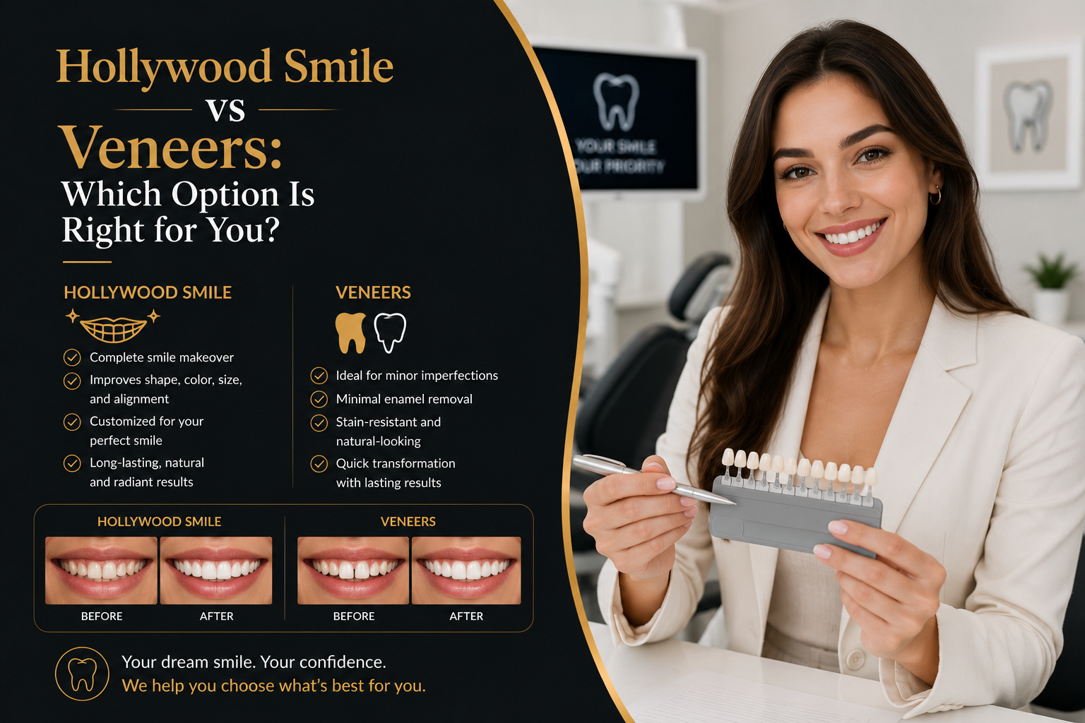 Hollywood-Lächeln oder Veneers: Welche Option ist die richtige für Sie?